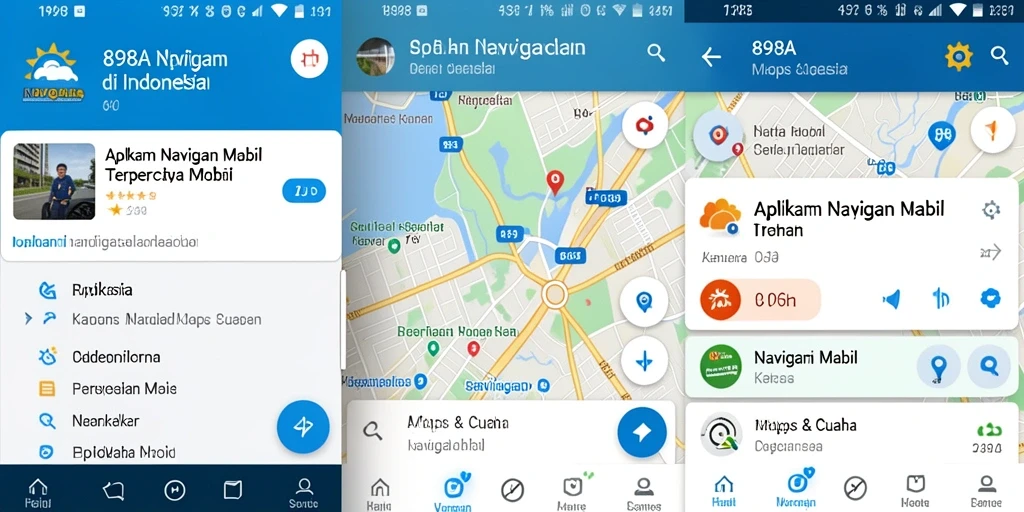 Antarmuka 898A menampilkan rute navigasi yang jelas dan mudah dipahami.