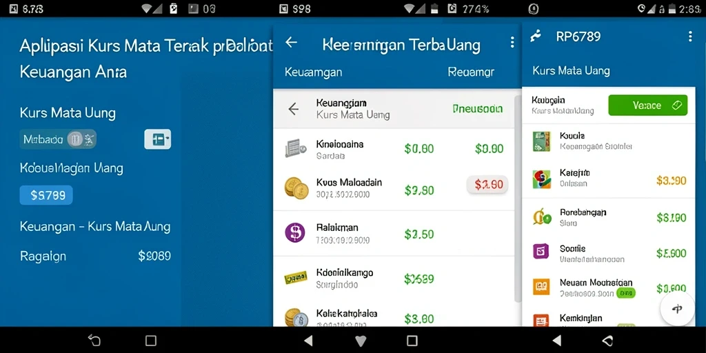 Tampilan antarmuka utama aplikasi RP6789 dengan fitur Kurs Mata Uang.