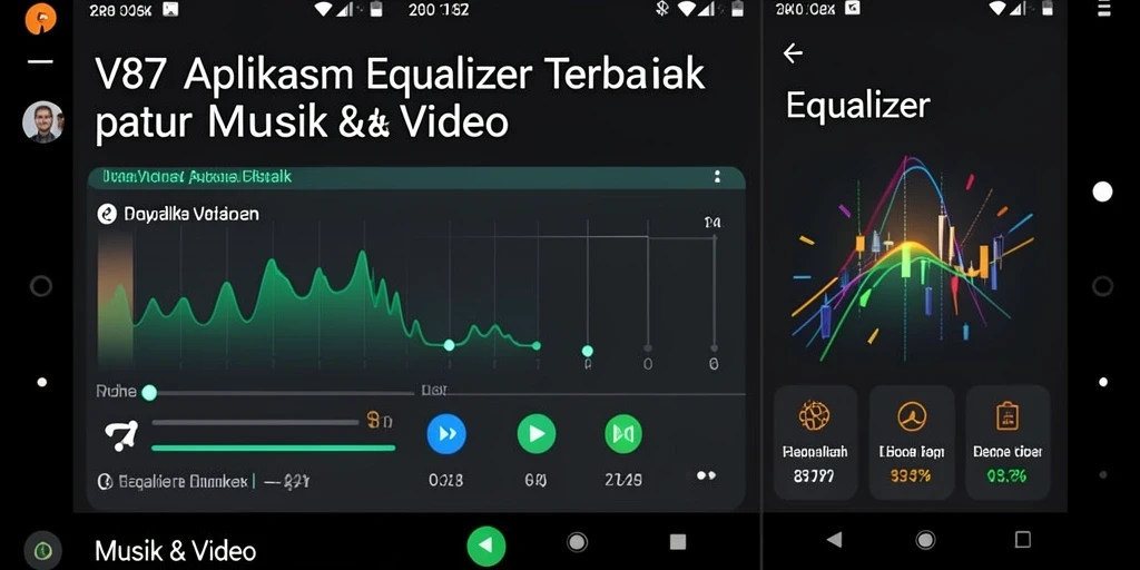 Tampilan antarmuka aplikasi Equalizer V87 yang modern dan fungsional.
