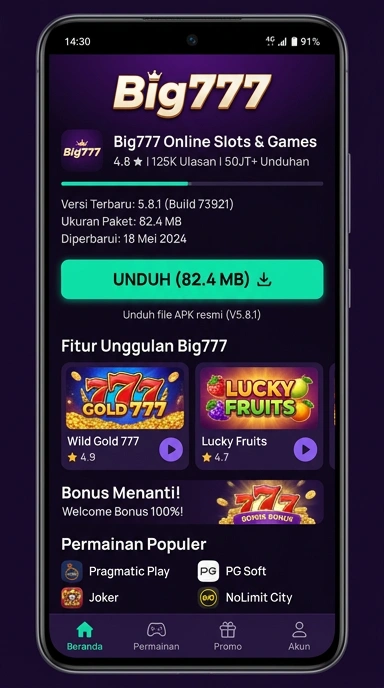 Tampilan halaman APK big777