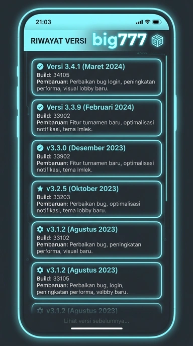 Tampilan riwayat versi big777